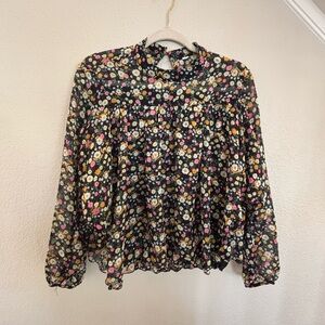 Ann Taylor bat sleeve floral blouse
